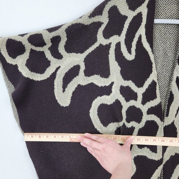 Chicos Sweater Womens One Size Tan Brown Gold Shawl Cardigan Cape Knit Shimmer - Picture 8 of 16